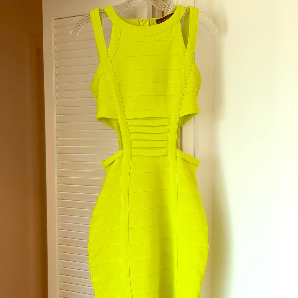 Missguided lime green bodycon midi dress